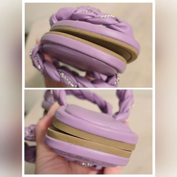 BCBGeneration Taneka Slide Sandal  With Chain Woven Links Size 7.5 in Lavender - Picture 3 of 8